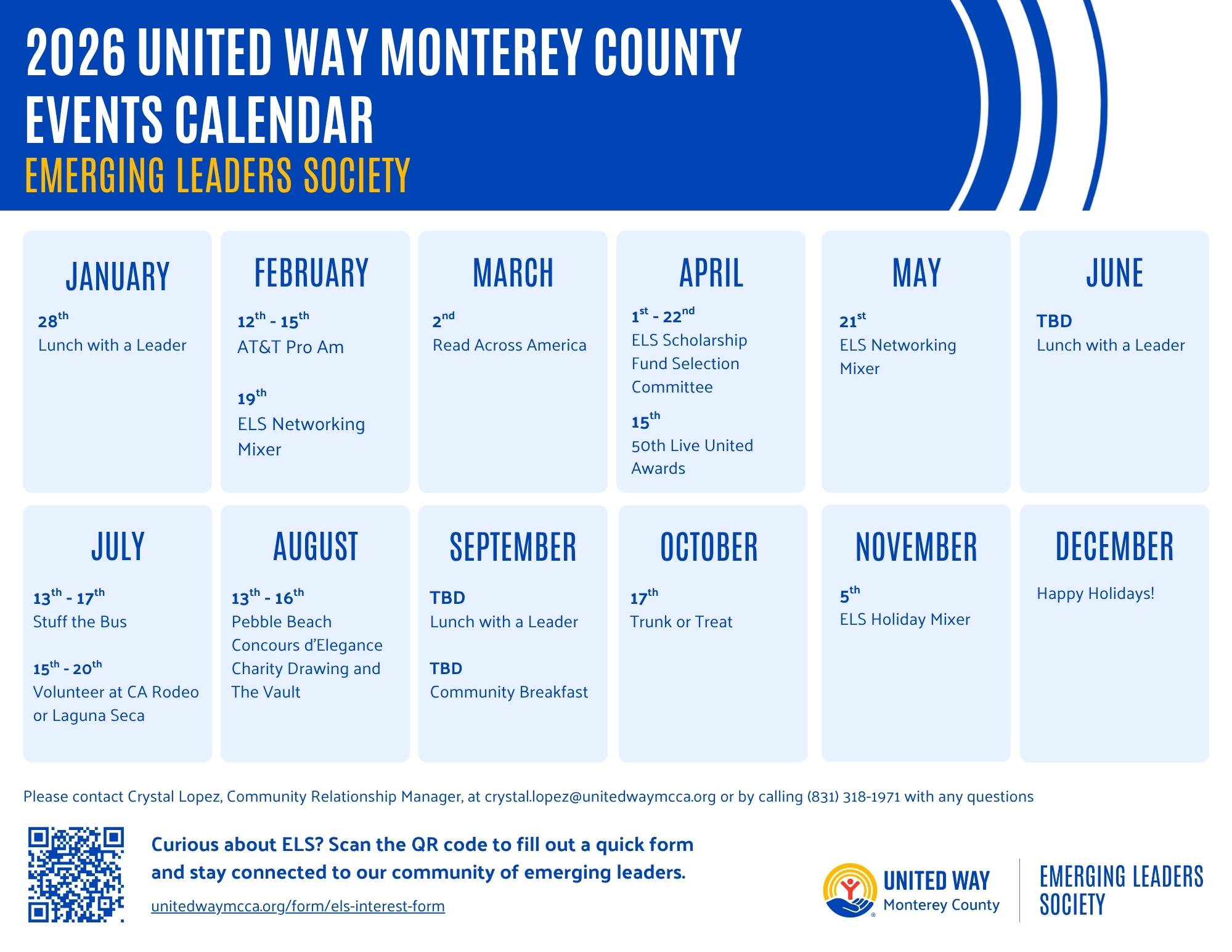 2026 United Way Monterey County Events Calendar - Emerging Leaders Society