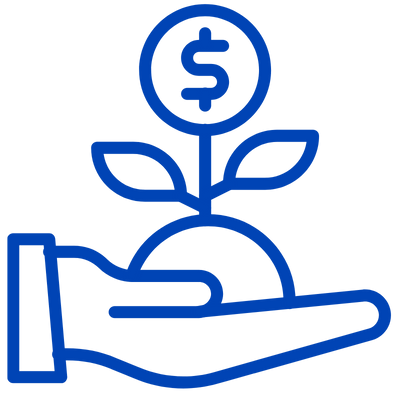 Hand holding out growing money